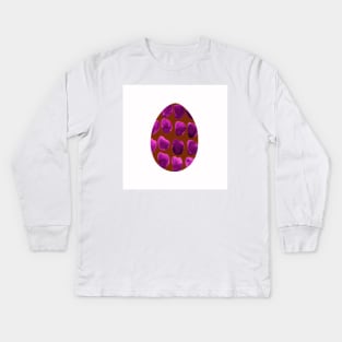 Easter egg - animal print with stains, isolated on white background. Simple violet and red boho watercolor. Design for background, cover and packaging, Easter and food illustration, greeting card. Kids Long Sleeve T-Shirt